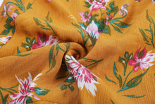 Load image into Gallery viewer, Floral Print Mustard Wrap Dress