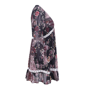 Violet Floral Boho Dress