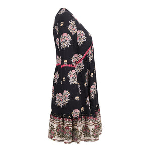 Black Floral Boho Dress