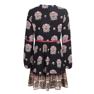 Black Floral Boho Dress
