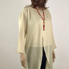 Load image into Gallery viewer, Cream Asymmetrical Linen Blend Long Casual Tunic