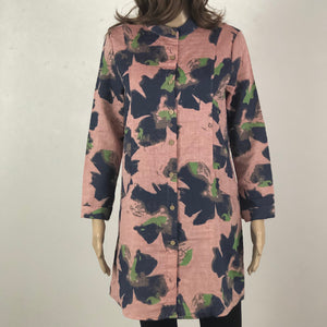 Vintage Linen Blend Long Tunic - Pink & Blue