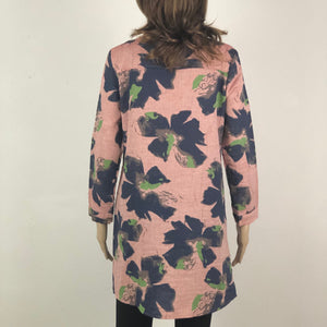 Vintage Linen Blend Long Tunic - Pink & Blue