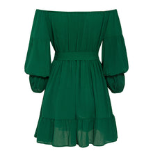 Load image into Gallery viewer, Dark Green Off Shoulder Boho Dress