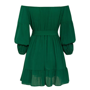 Dark Green Off Shoulder Boho Dress