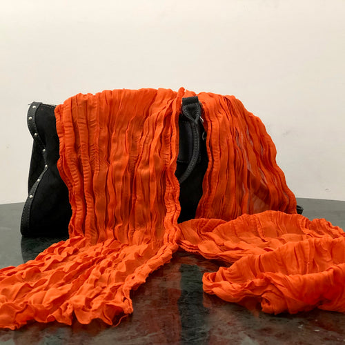 Thin Wrinkle Cotton Scarf - Orange