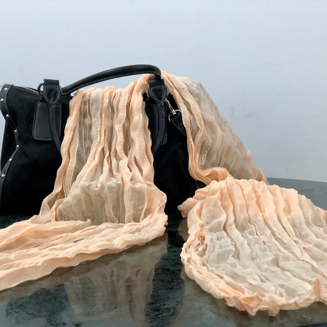 Thin Wrinkle Cotton Scarf - Peach