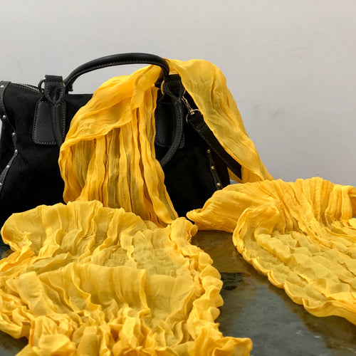 Thin Wrinkle Cotton Scarf - Yellow