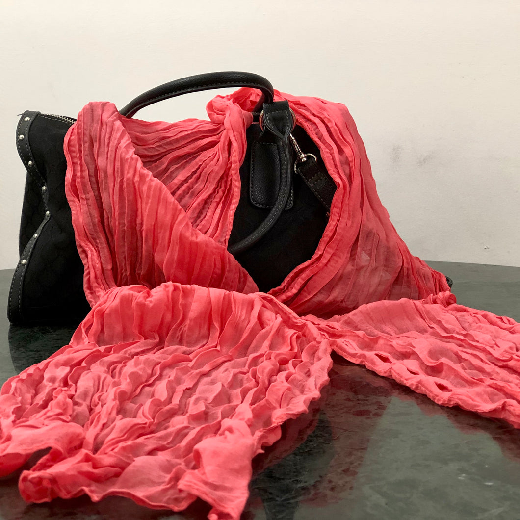 Thin Wrinkle Cotton Scarf - Watermelon