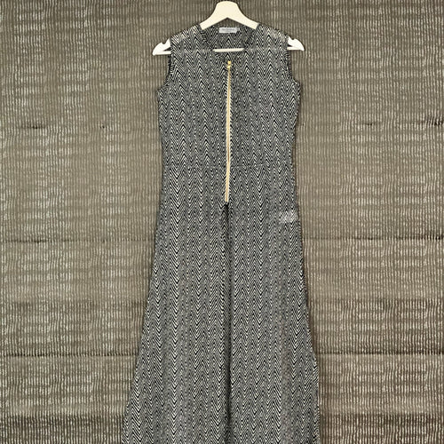 Sheer Black & White Long Tunic with Slit