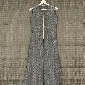 Sheer Black & White Long Tunic with Slit