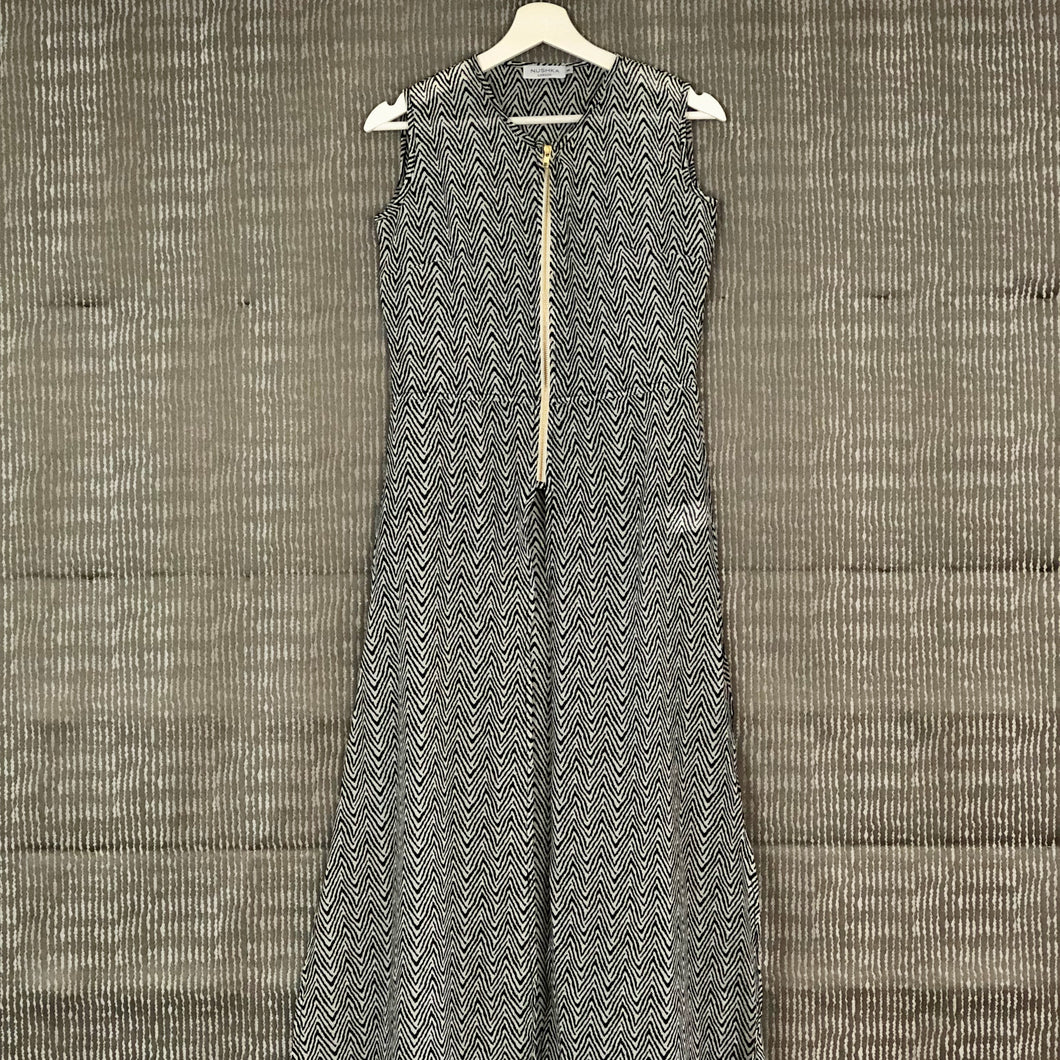 Sheer Black & White Long Tunic with Slit