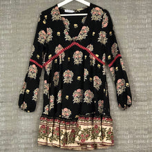 Load image into Gallery viewer, Black Floral Boho Dress