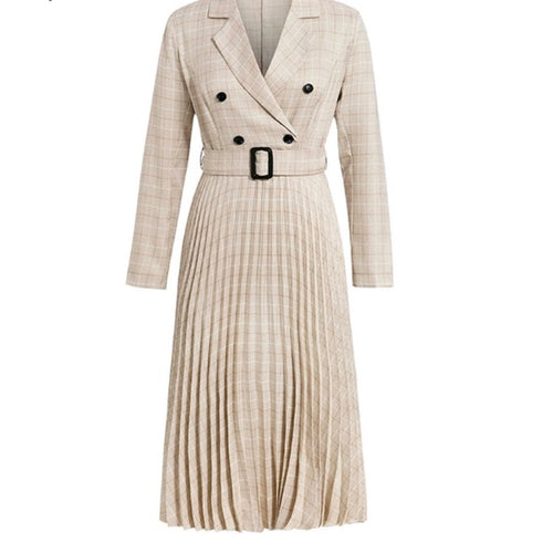 Cream Pleated Blazer Dress