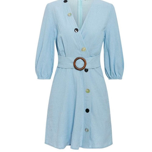 Light Blue Belted Dress