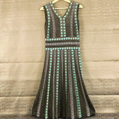 Green & Black Glitter Dress