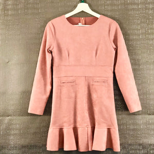 Dusky Pink Fluted Hem Dress