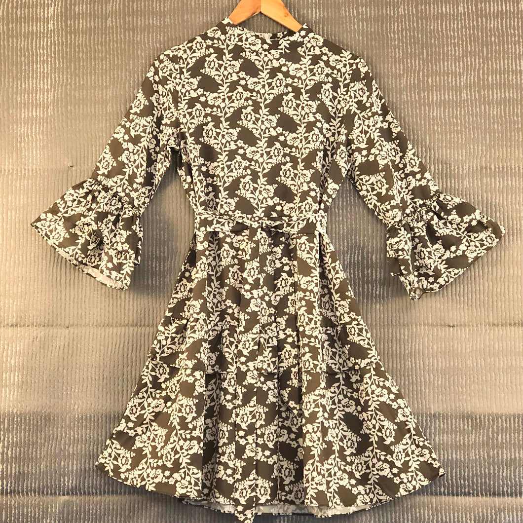 Olive Green Printed Dress