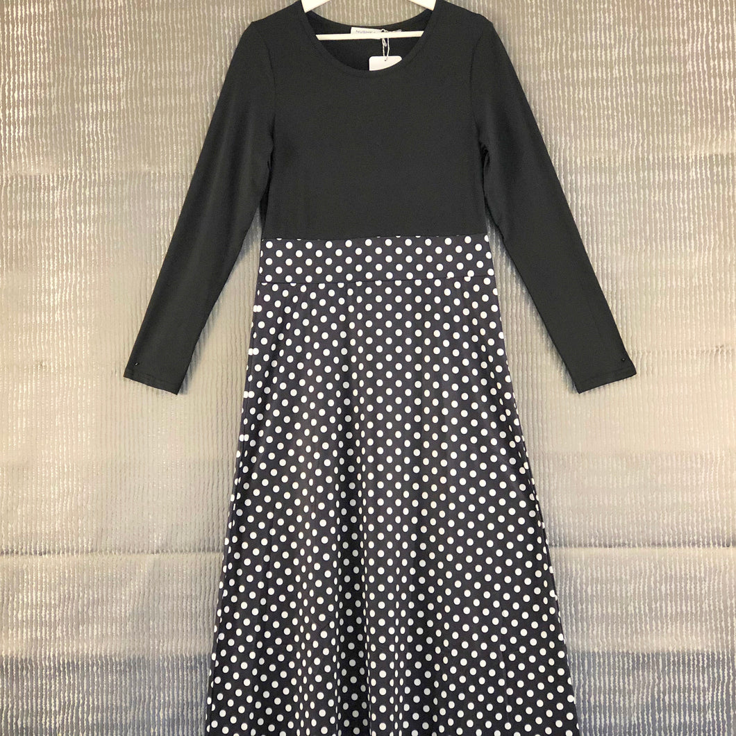 Black & White Polka Dot Long Dress