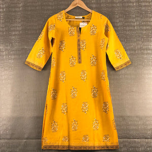 Mustard Yellow with Floral Print Kurti