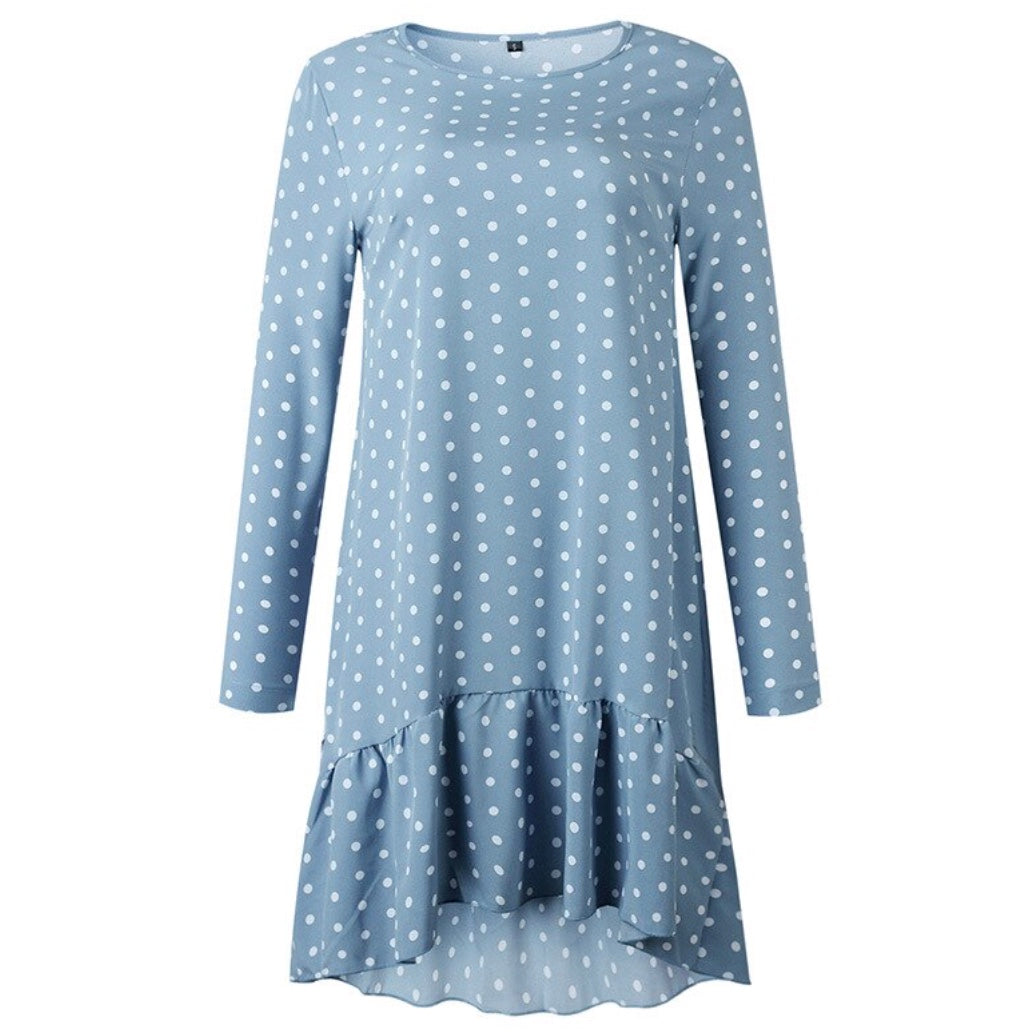 green emerald velvet dress Brown Polka Dot Long Sleeve Yuki Jersey Mini Dress main image 0