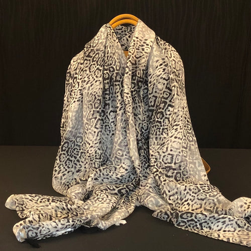 Grey Animal Print Lightweight Scarf