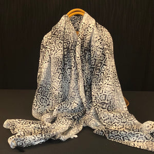 Grey Animal Print Lightweight Scarf
