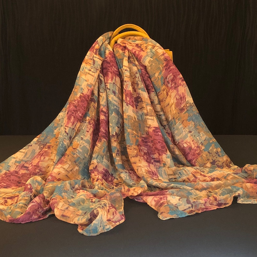 Lightweight Abstract Print Scarf