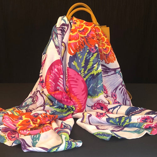 Lightweight floral print scarf