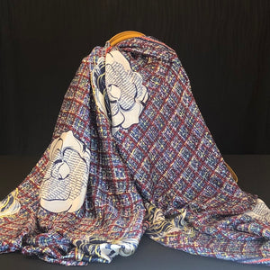 Square Patterned Silk Scarf - Red