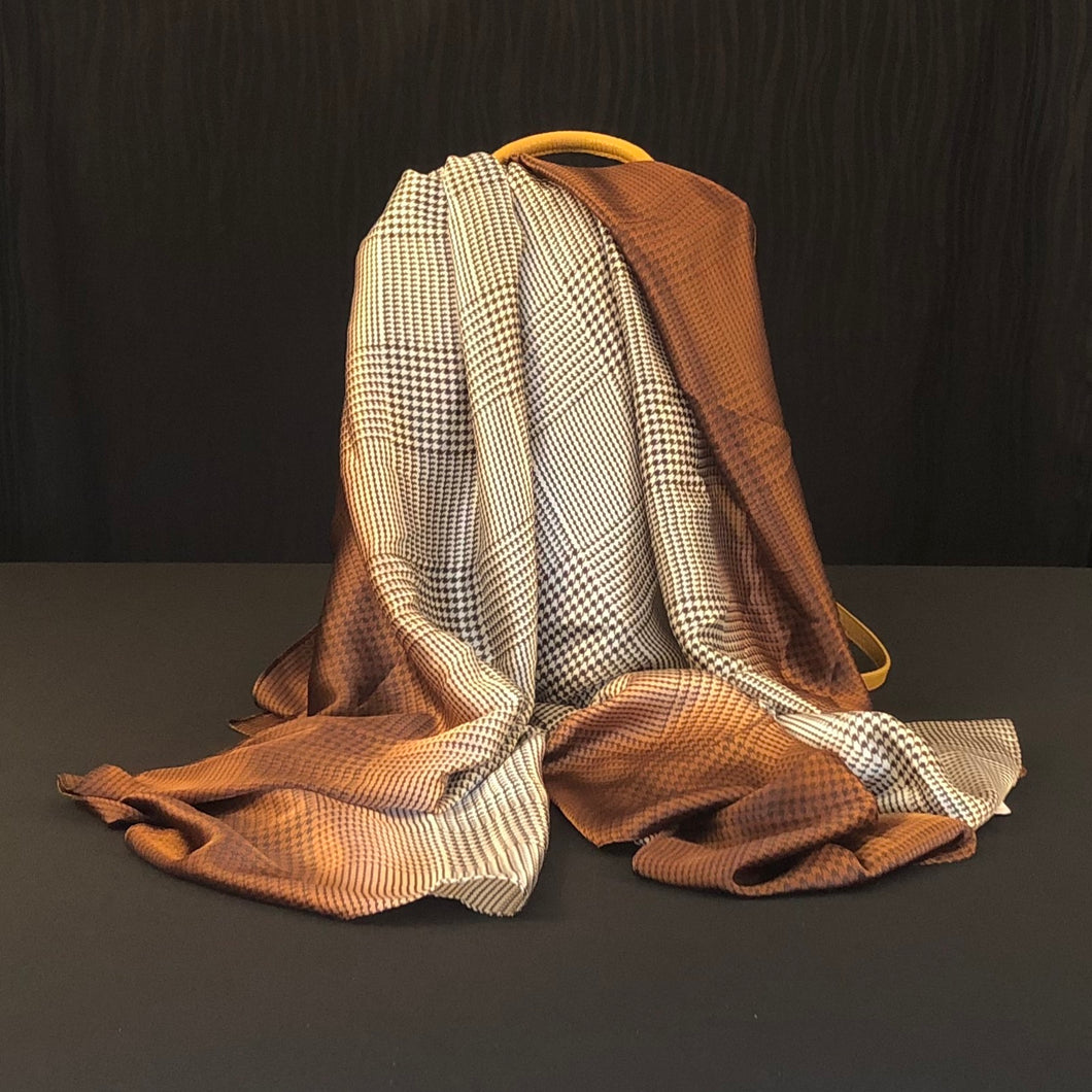 Squares Silk Scarf - Chocolate