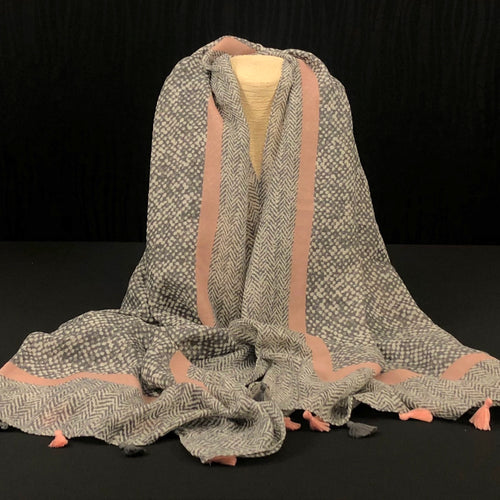 Pink & Grey Lightweight Scarf