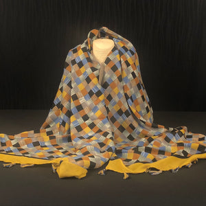 Checked Cotton Scarf - Mustard