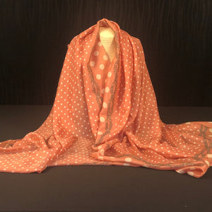 Polka Dot Silk Scarf - Peach