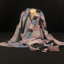 Load image into Gallery viewer, Purple Squares Silk Scarf