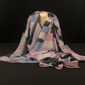 Purple Squares Silk Scarf