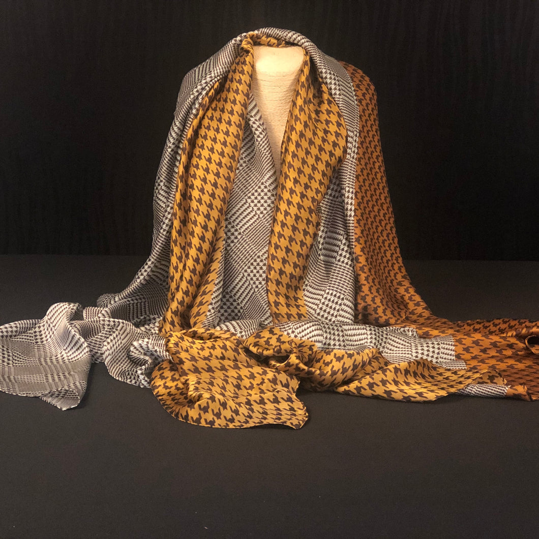 Tan Vintage Grid Scarf