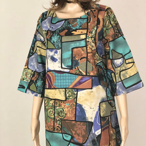 Multicolour Linen Blend Tunic Dress