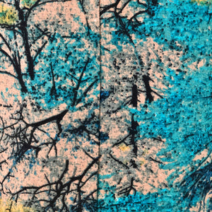 Linen Blend Dress with Tree Collage - Cool