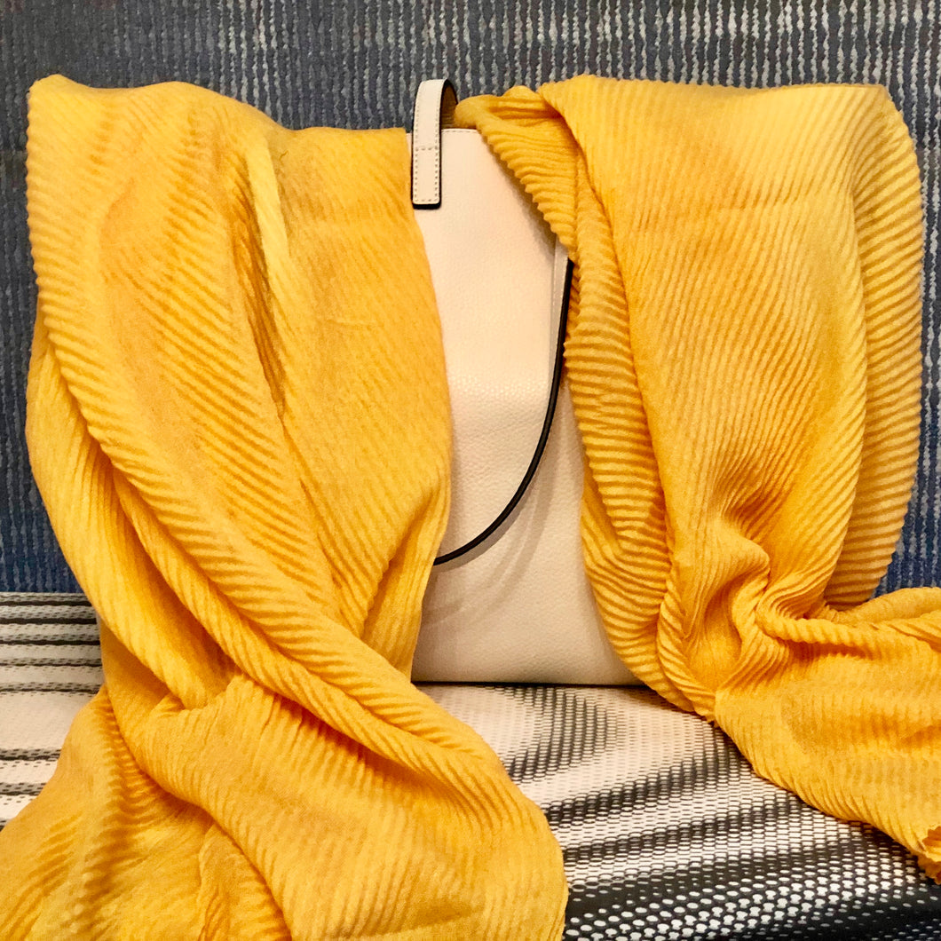Mustard Yellow Bubble Cotton Scarf